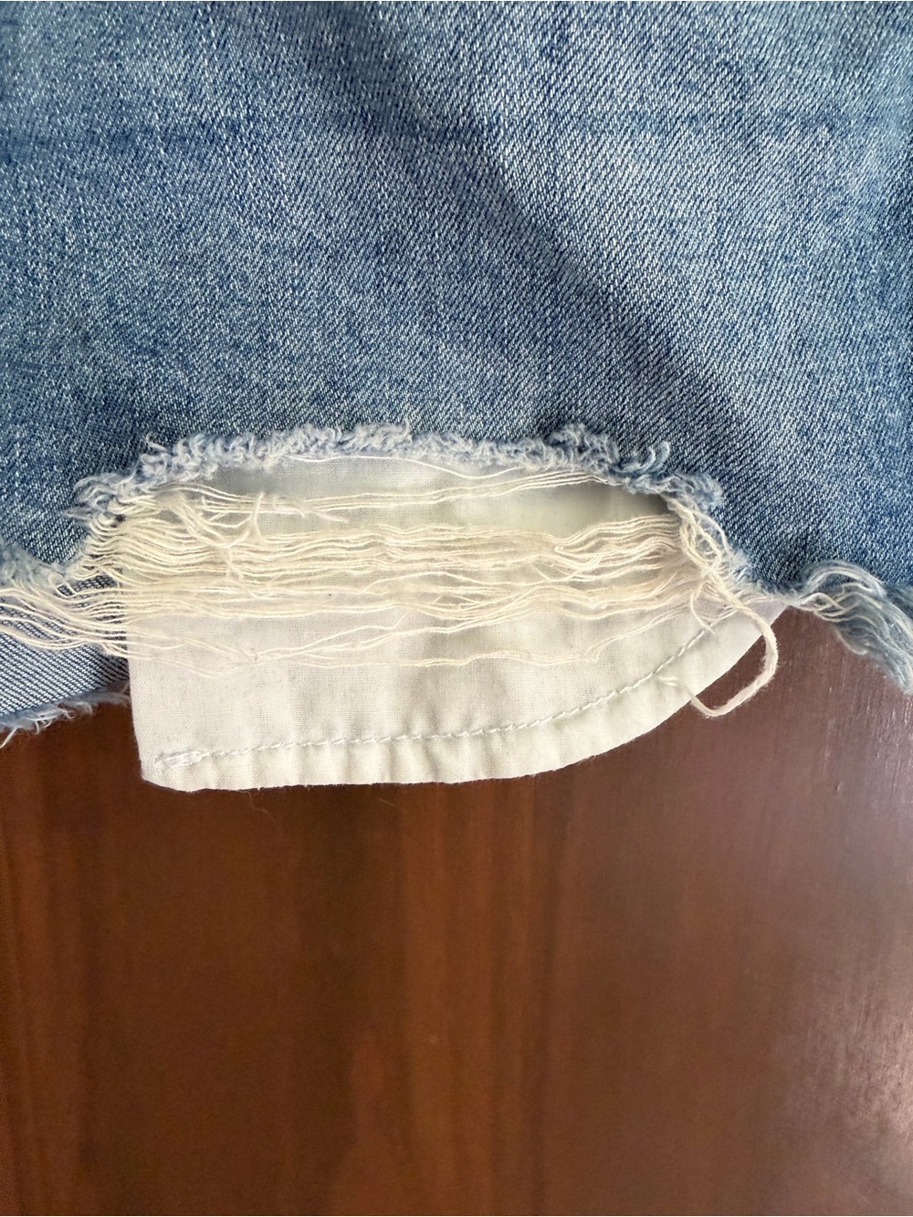 Mudd Distressed Button-Front Denim Shorts - Blue - Picture 5 of 8